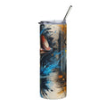 Bass Leaping 20oz Stainless Steel Tumbler — 360 Fishing Art, Insulated Travel Cup