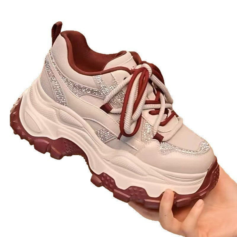 Women's Hidden Wedge Sneakers Square Toe Platform Casual Shoes