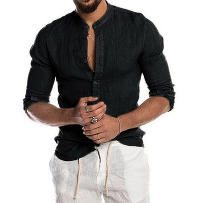 Cotton Linen Shirt Long Sleeve Casual Men's