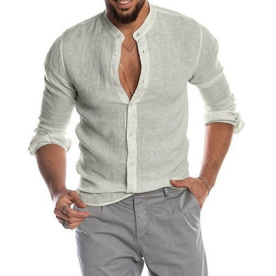 Cotton Linen Shirt Long Sleeve Casual Men's