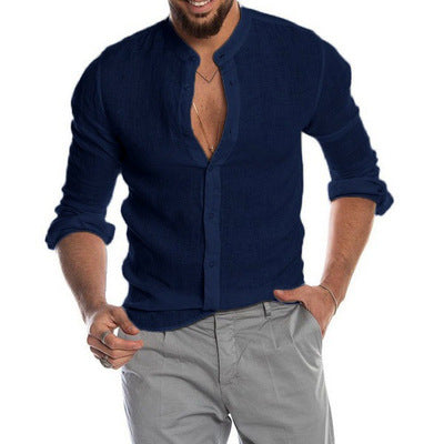 Cotton Linen Shirt Long Sleeve Casual Men's