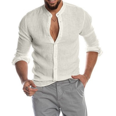 Cotton Linen Shirt Long Sleeve Casual Men's