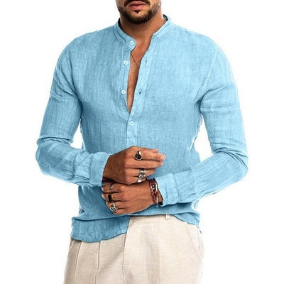 Cotton Linen Shirt Long Sleeve Casual Men's