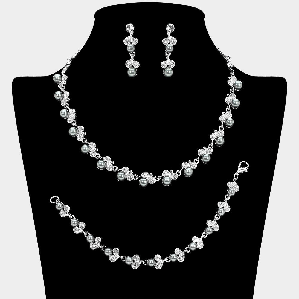 Pearl Rhinestone Jewelry Set