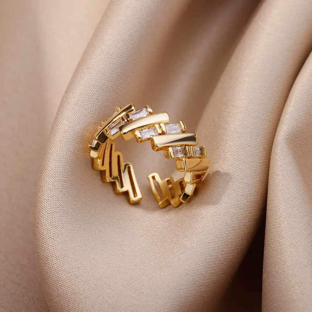 Pink Zircon Flower Rings for Women Gold Color Stainless Steel Ring 2025 Trend Elegant Floral Luxury Aesthetic Jewelry anillos