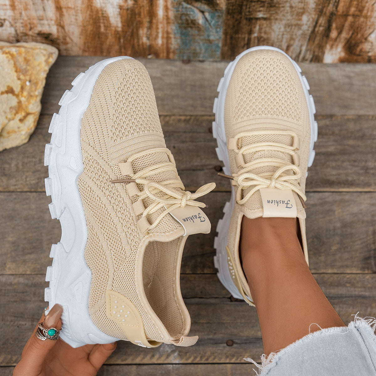 Flyknit Mesh Women's Thin Breathable Sports Casual Shoes